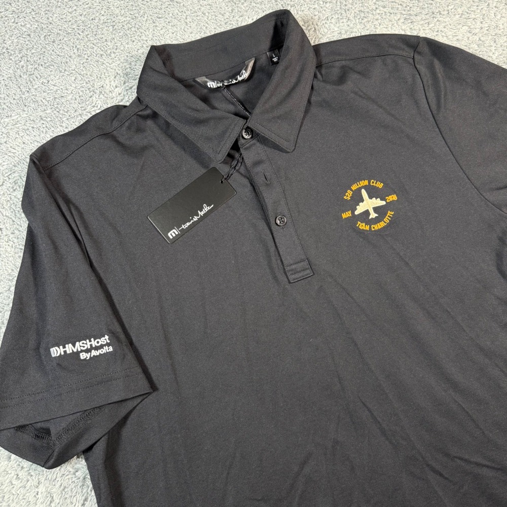 TravisMathew Oceanside Solid Polo Black Mens Large Performance Charlotte Aviati